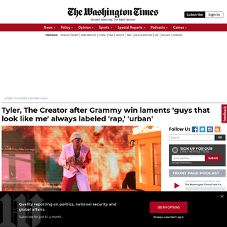 A complete backup of www.washingtontimes.com/news/2020/jan/27/tyler-the-creator-after-grammy-win-laments-guys-th/