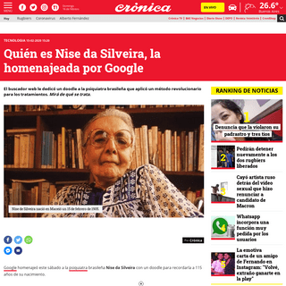 QuiÃ©n es Nise da Silveira, la homenajeada por Google - CrÃ³nica - Firme junto al pueblo