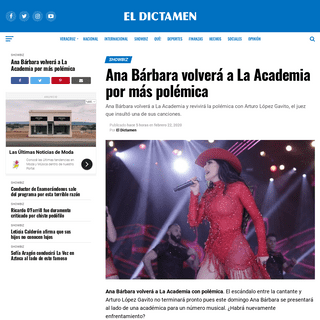 A complete backup of www.eldictamen.mx/espectaculos/ana-barbara-volvera-a-la-academia-por-mas-polemica/
