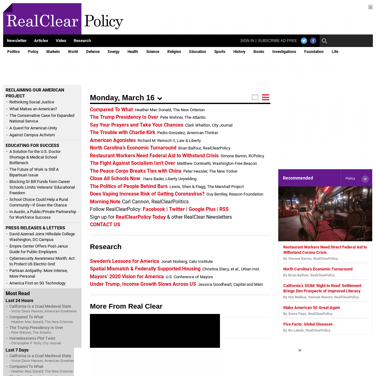 A complete backup of realclearpolicy.com