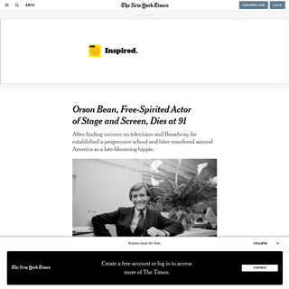 A complete backup of www.nytimes.com/2020/02/08/arts/orson-bean-dead.html
