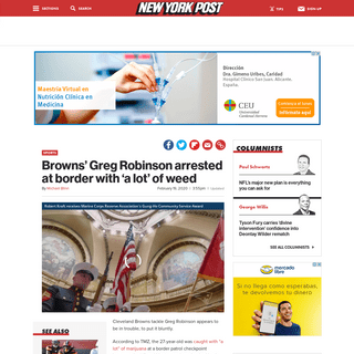 A complete backup of nypost.com/2020/02/19/browns-greg-robinson-arrested-at-border-with-a-lot-of-weed/
