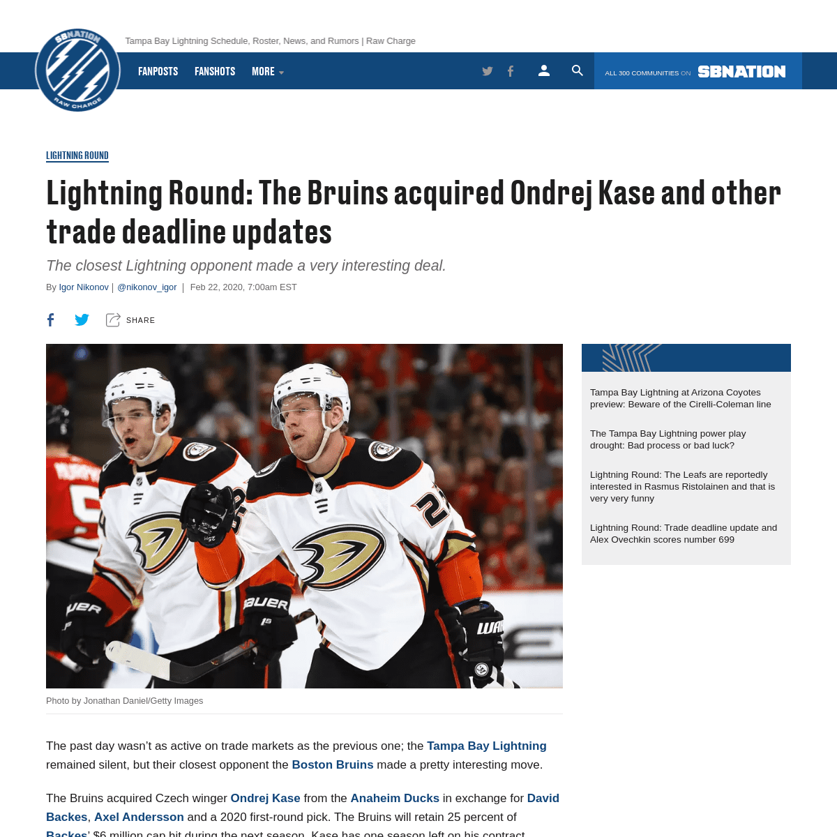 A complete backup of www.rawcharge.com/2020/2/22/21148299/lightning-round-the-bruins-acquired-ondrej-kase-and-other-trade-deadli