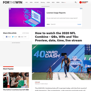 A complete backup of ftw.usatoday.com/2020/02/how-to-watch-2020-nfl-scouting-combine-qb-wr-te-nfl-combine-results-fastest-40-yar