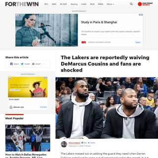 A complete backup of ftw.usatoday.com/2020/02/lakers-waive-demarcus-cousins-reaction