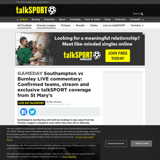 A complete backup of talksport.com/football/668737/southampton-vs-burnley-teams-live-stream-premier-league/
