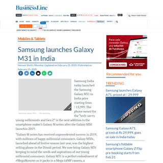 A complete backup of www.thehindubusinessline.com/info-tech/mobiles-tablets/samsung-launches-galaxy-m31-in-india/article30912327