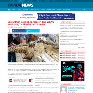 A complete backup of www.capitalfm.co.ke/news/2020/01/migrant-fish-eating-bird-osprey-dies-at-kws-monitoring-facility-due-to-sta