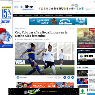 A complete backup of www.alairelibre.cl/noticias/deportes/futbol/futbol-femenino/colo-colo-desafia-a-boca-juniors-en-la-noche-al