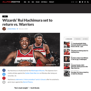 A complete backup of clutchpoints.com/wizards-news-rui-hachimura-to-return-vs-warriors/