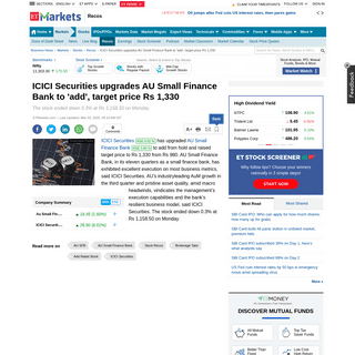 A complete backup of economictimes.indiatimes.com/markets/stocks/recos/icici-securities-upgrades-au-small-finance-bank-to-add-ta