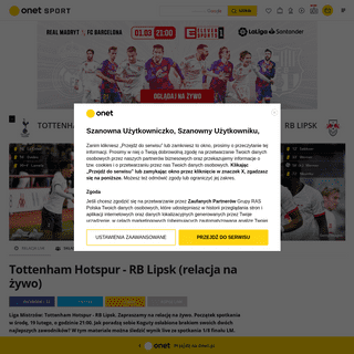 Liga MistrzÃ³w na Å¼ywo- Tottenham - RB Lipsk. Relacja i wynik live online - PiÅ‚ka noÅ¼na