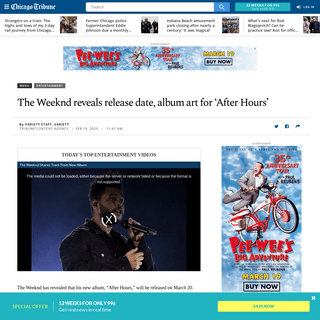 A complete backup of www.chicagotribune.com/entertainment/music/ct-ent-the-weeknd-after-hours-release-date-20200219-4xl4oi2fjfeu