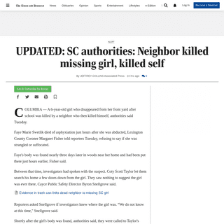 A complete backup of thetandd.com/news/local/crime-and-courts/s-c-authorities-say-missing-girl-died-by-asphyxiation/article_479e