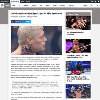 A complete backup of whatculture.com/wwe/cody-reveals-divisive-new-tattoo-at-aew-revolution