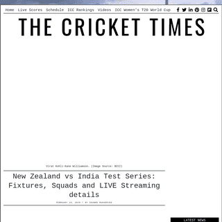 New Zealand vs India Test Series- Fixtures, Squads and LIVE Streaming details â€“ CricketTimes.com