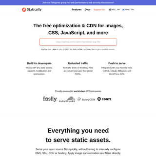 Statically - The free optimization & CDN for images, CSS, JavaScript, and more - Statically