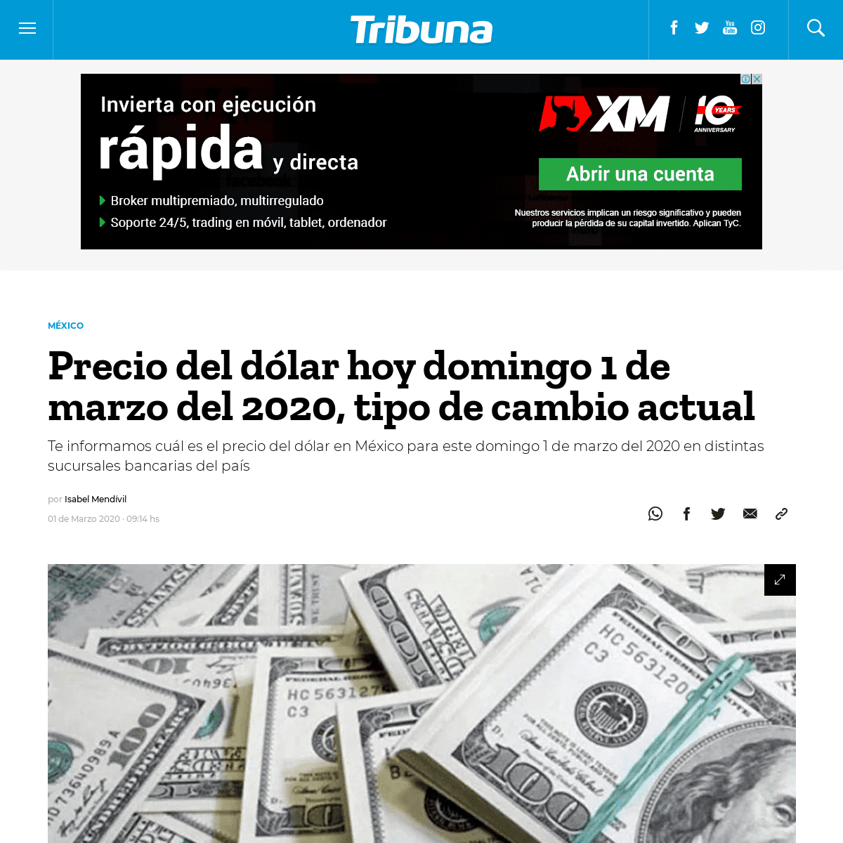 A complete backup of www.tribuna.com.mx/mexico/Precio-del-dolar-hoy-domingo-1-de-marzo-del-2020-tipo-de-cambio-actual-20200301-0