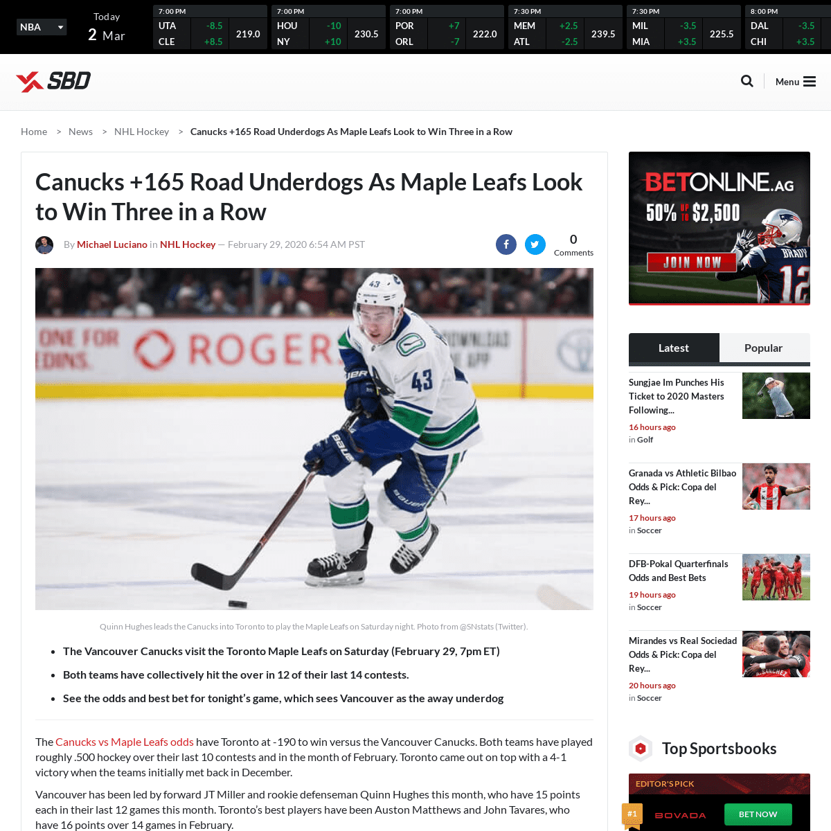 A complete backup of www.sportsbettingdime.com/news/nhl/canucks-underdogs-maple-leafs-odds-preview/