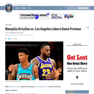 A complete backup of www.grizzlybearblues.com/2020/2/21/21146837/memphis-grizzlies-vs-los-angeles-lakers-game-preview-nba-start-