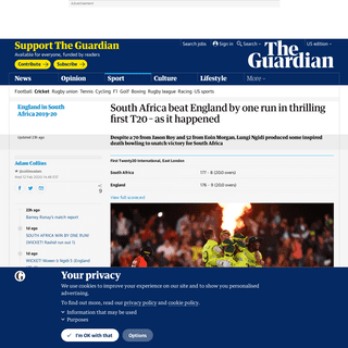 A complete backup of www.theguardian.com/sport/live/2020/feb/12/south-africa-v-england-first-t20-international-live