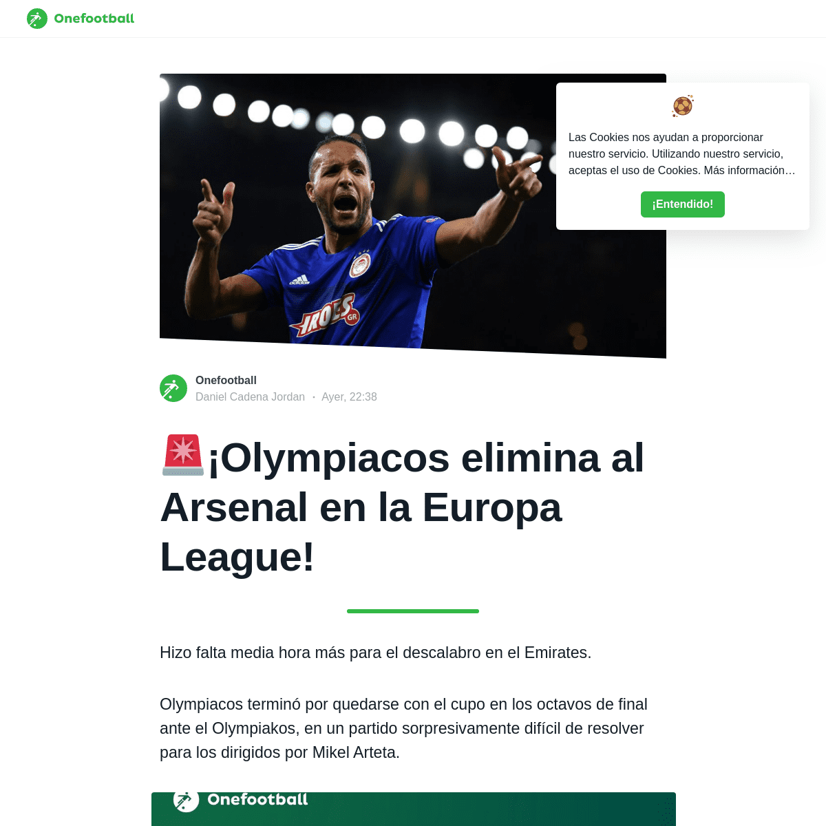 ðŸš¨Â¡Olympiacos elimina al Arsenal en la Europa League! - Onefootball EspaÃ±ol
