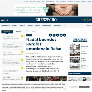 A complete backup of www.grenzecho.net/30010/artikel/2020-01-27/nadal-beendet-kyrgios-emotionale-reise