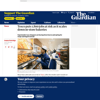 A complete backup of www.theguardian.com/business/2020/feb/25/tesco-jobs-at-risk-bakeries