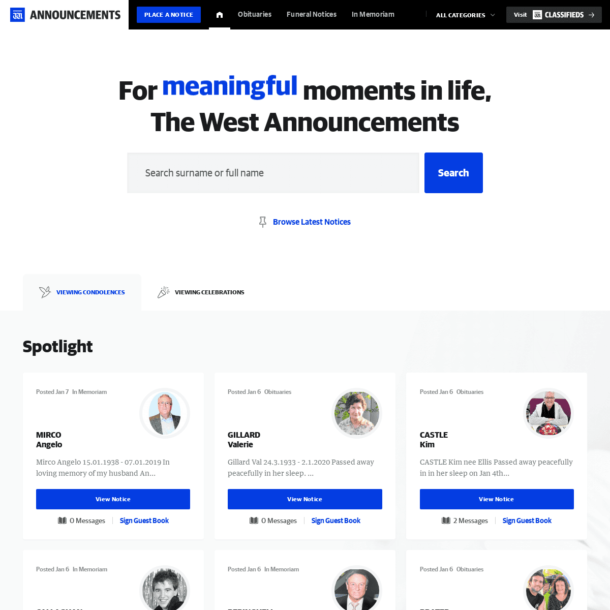 A complete backup of westannouncements.com.au