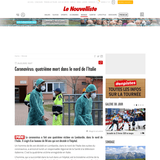 A complete backup of www.lenouvelliste.ch/articles/monde/coronavirus-quatrieme-mort-dans-le-nord-de-l-italie-912501