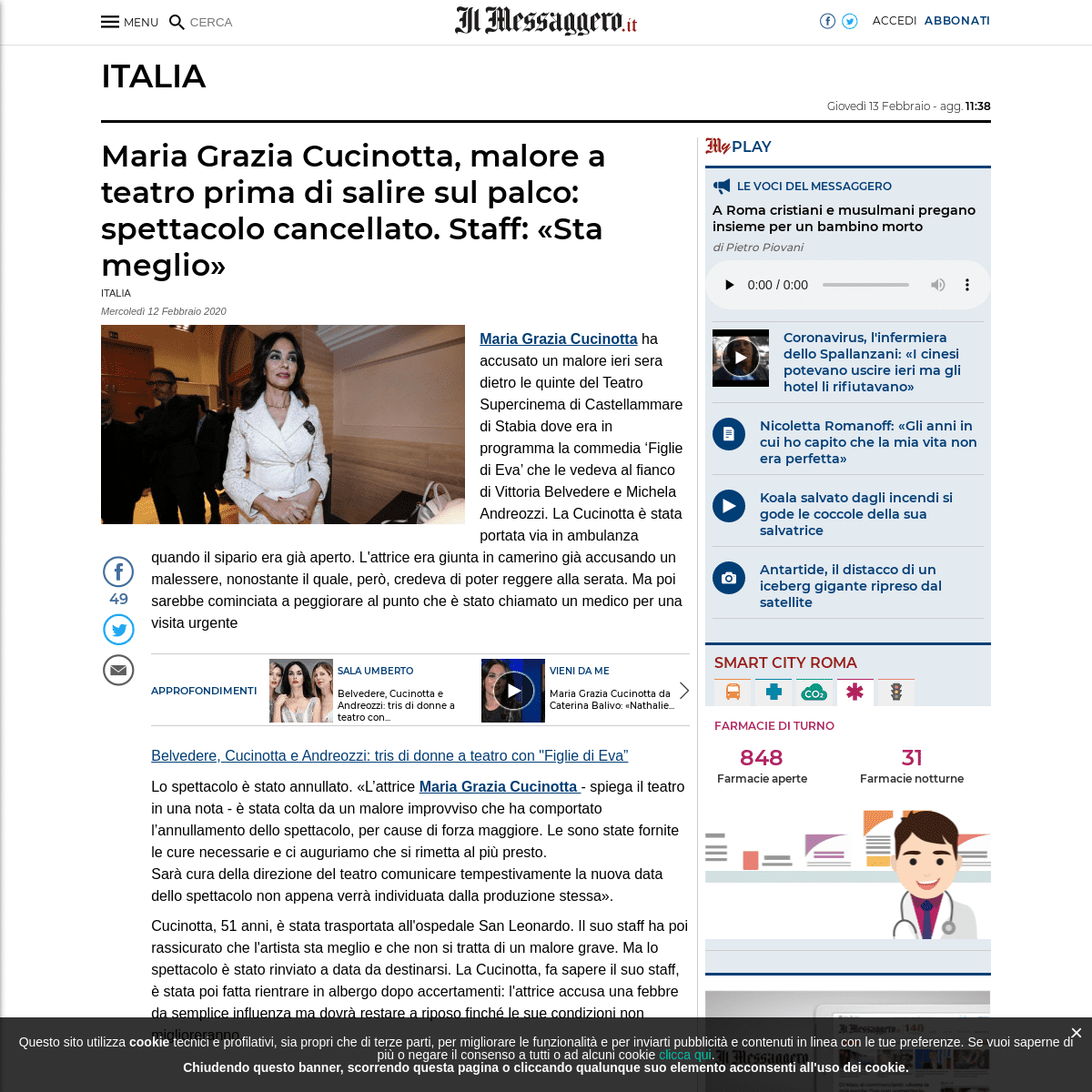 A complete backup of www.ilmessaggero.it/italia/maria_grazia_cucinotta_malore_come_sta_teatro_castellamare_di_stabia_oggi_news-5
