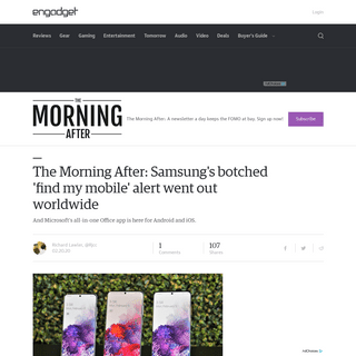 A complete backup of www.engadget.com/2020/02/20/samsung-find-my-mobile-1-morning-after/