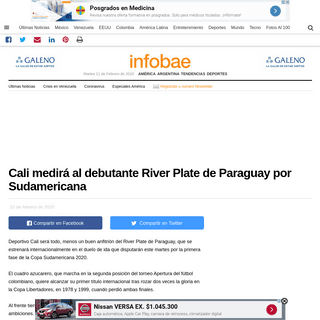 A complete backup of www.infobae.com/america/agencias/2020/02/10/cali-medira-al-debutante-river-plate-de-paraguay-por-sudamerica