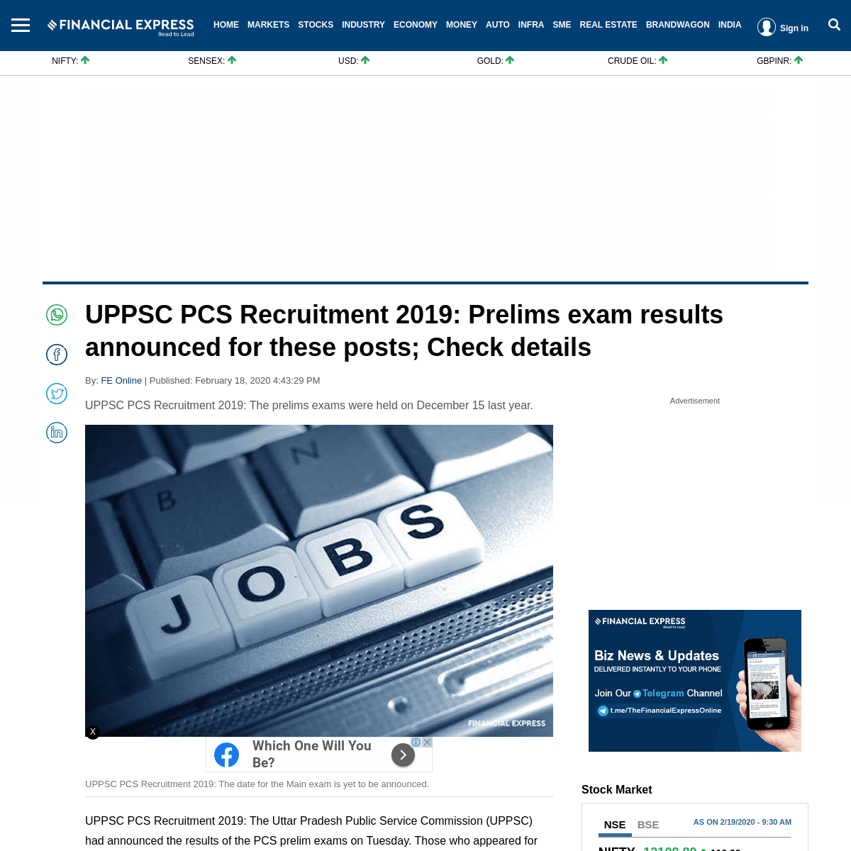 A complete backup of www.financialexpress.com/jobs/uppsc-pcs-recruitment-2019-prelims-exam-results-announced-for-these-posts-che