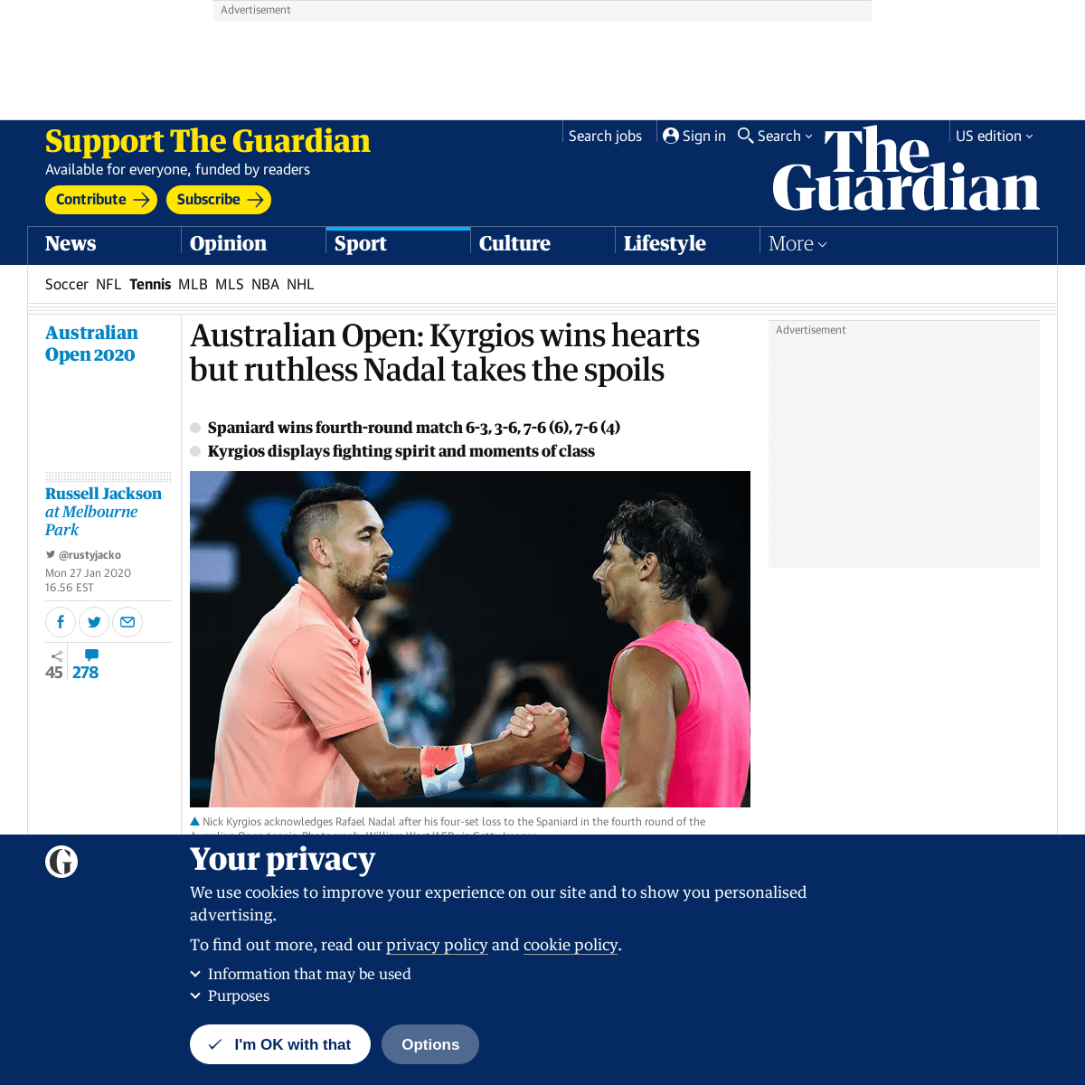 A complete backup of www.theguardian.com/sport/2020/jan/27/nick-kyrgios-shows-resilience-but-cannot-halt-defeat-to-rafael-nadal