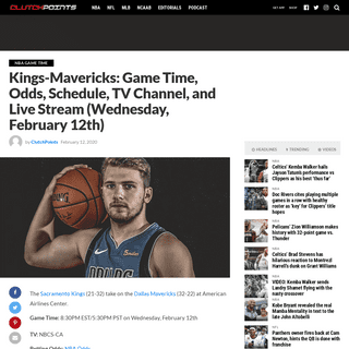 A complete backup of clutchpoints.com/kings-mavericks-game-time-odds-schedule-tv-channel-and-live-stream-wednesday-february-12th