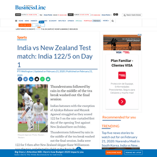 India vs New Zealand Test match- India 122-5 on Day 1 - The Hindu BusinessLine