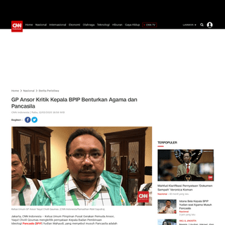 GP Ansor Kritik Kepala BPIP Benturkan Agama dan Pancasila