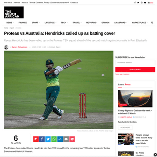 A complete backup of www.thesouthafrican.com/sport/cricket/proteas-vs-australia-hendricks-called-up-as-batting-cover/