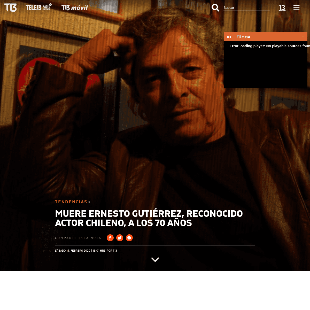 A complete backup of www.t13.cl/noticia/tendencias/muere-ernesto-gutierrez-reconocido-actor-chileno-70-anos