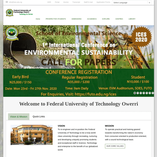 Home Page - Federal University of Technology Owerriâ€“ Federal University of Technology, Owerri