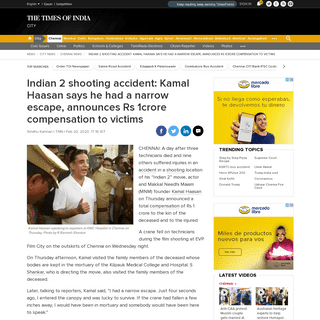 A complete backup of timesofindia.indiatimes.com/city/chennai/indian-2-shooting-accident-kamal-haasan-says-he-had-a-narrow-escap