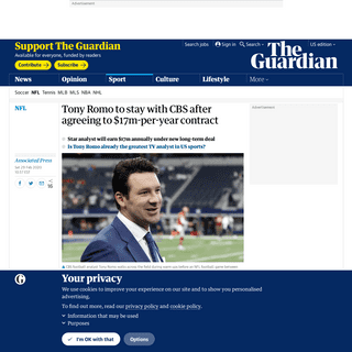 A complete backup of www.theguardian.com/sport/2020/feb/29/tony-romo-cbs-contract-extension-nfl-analyst