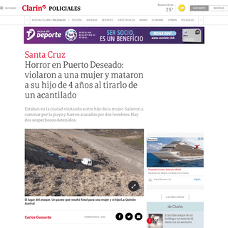 Horror en Puerto Deseado- violaron a una mujer y mataron a su hijo de 4 aÃ±os al tirarlo de un acantilado - ClarÃ­n