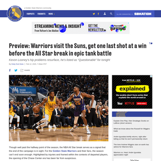 A complete backup of www.goldenstateofmind.com/2020/2/12/21133685/nba-2020-preview-warriors-visit-the-suns-get-one-last-shot-at-