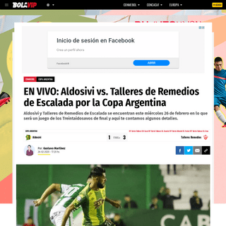 EN VIVO- Aldosivi vs. Talleres de Remedios deÂ Escalada por la Copa Argentina - Bolavip