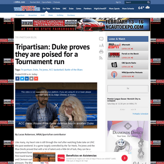 A complete backup of www.wralsportsfan.com/tripartisan-duke-proves-they-are-poised-for-a-tournament-run/18945236/