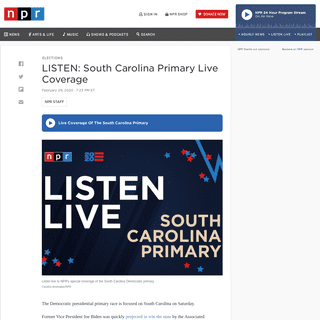A complete backup of www.npr.org/2020/02/29/809119307/listen-south-carolina-primary-live-coverage