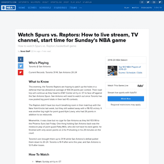 A complete backup of www.cbssports.com/nba/news/watch-spurs-vs-raptors-how-to-live-stream-tv-channel-start-time-for-sundays-nba-
