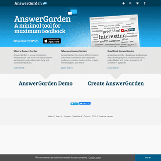 AnswerGarden Â» ...- Plant a Question, Grow Answers! Generate a live word cloud with your audience.